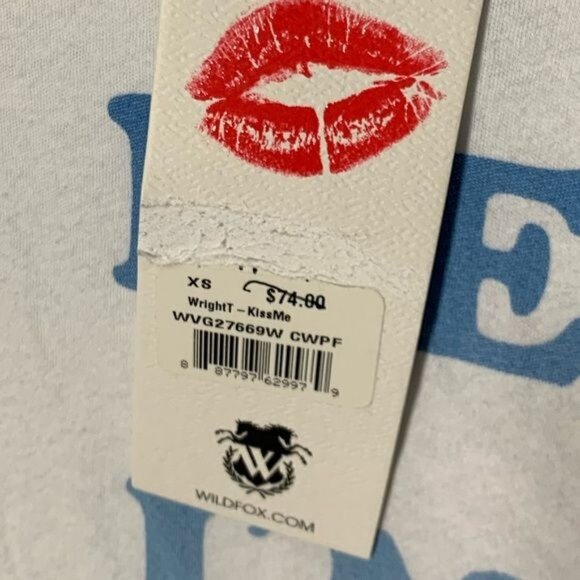 Wildfox Kiss Me Wright Tee Retro Crewneck Size XS Short Sleeve 100% Cotton New - Picture 5 of 8